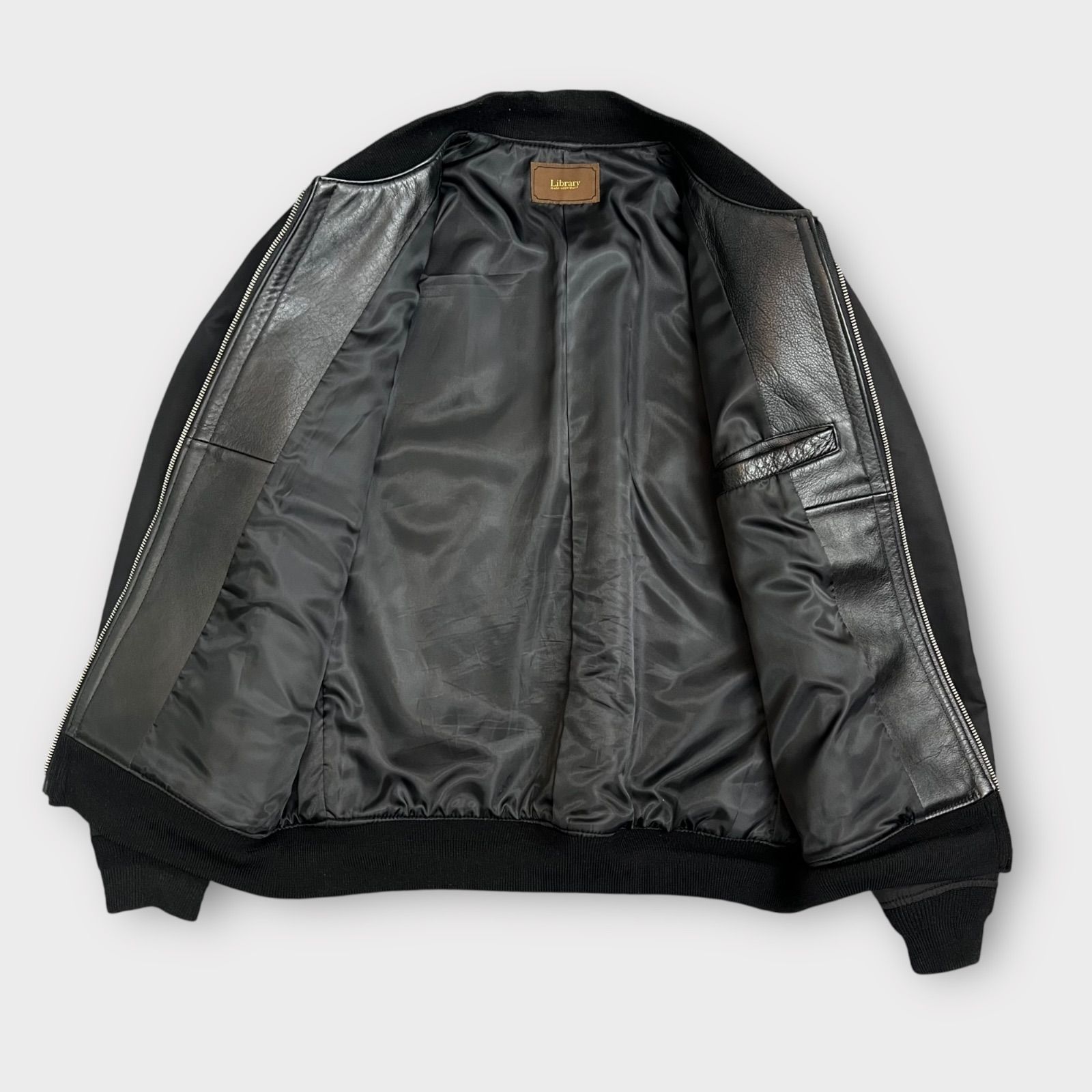 別注】nano universe × AZ スタジャン 袖レザー M ブラック