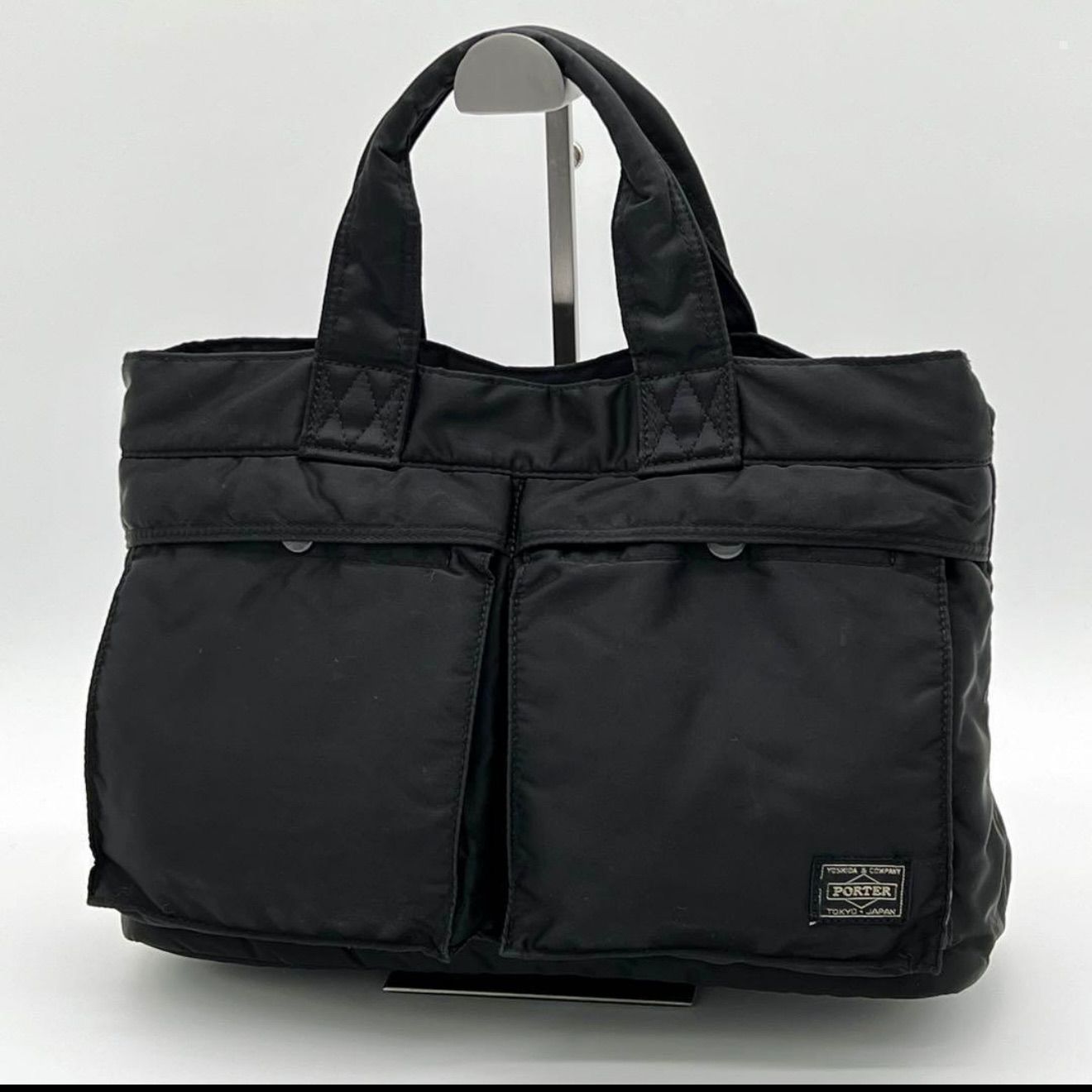 ★良品★ PORTER TANKER ハンドバッグ トートバッグ ナイロン 黒色 美品】PORTER TANKER ハンドバッグ トートバッグ ナイロン 黒色