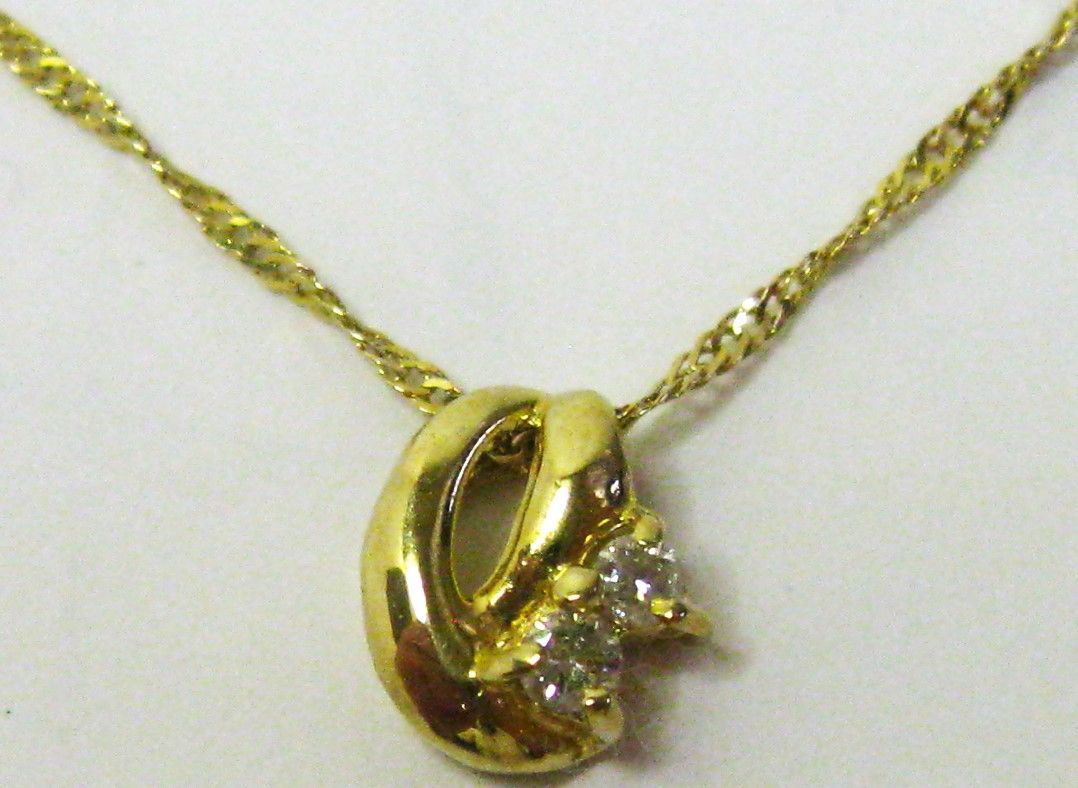 K18 18金 スクリュー ネックレス ダイヤ2ヶプチ 0.02ct 38cm