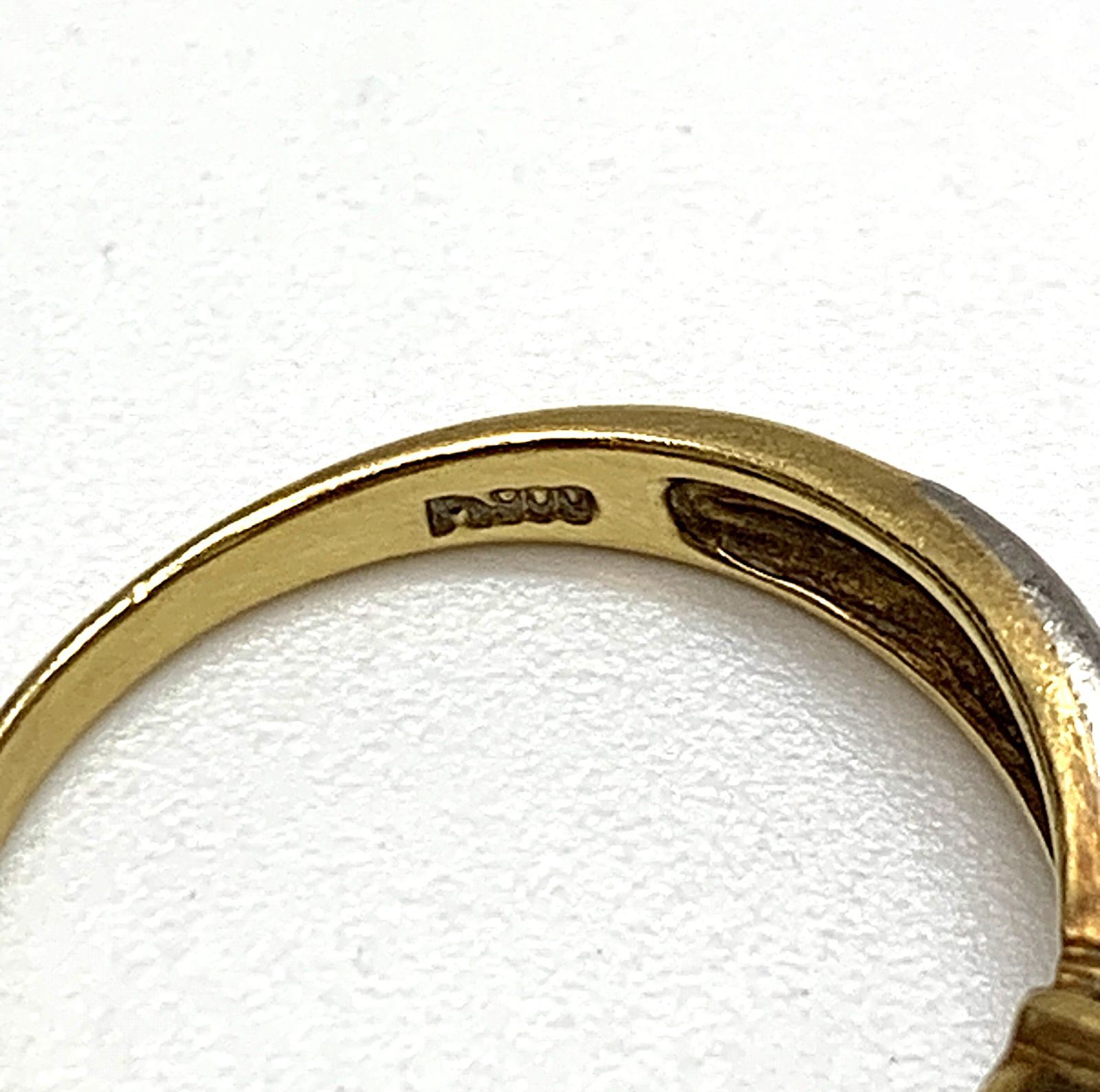 訳あり・格安》K18 ・ PT900 コンビ ダイヤモンド 0.04ct 青石