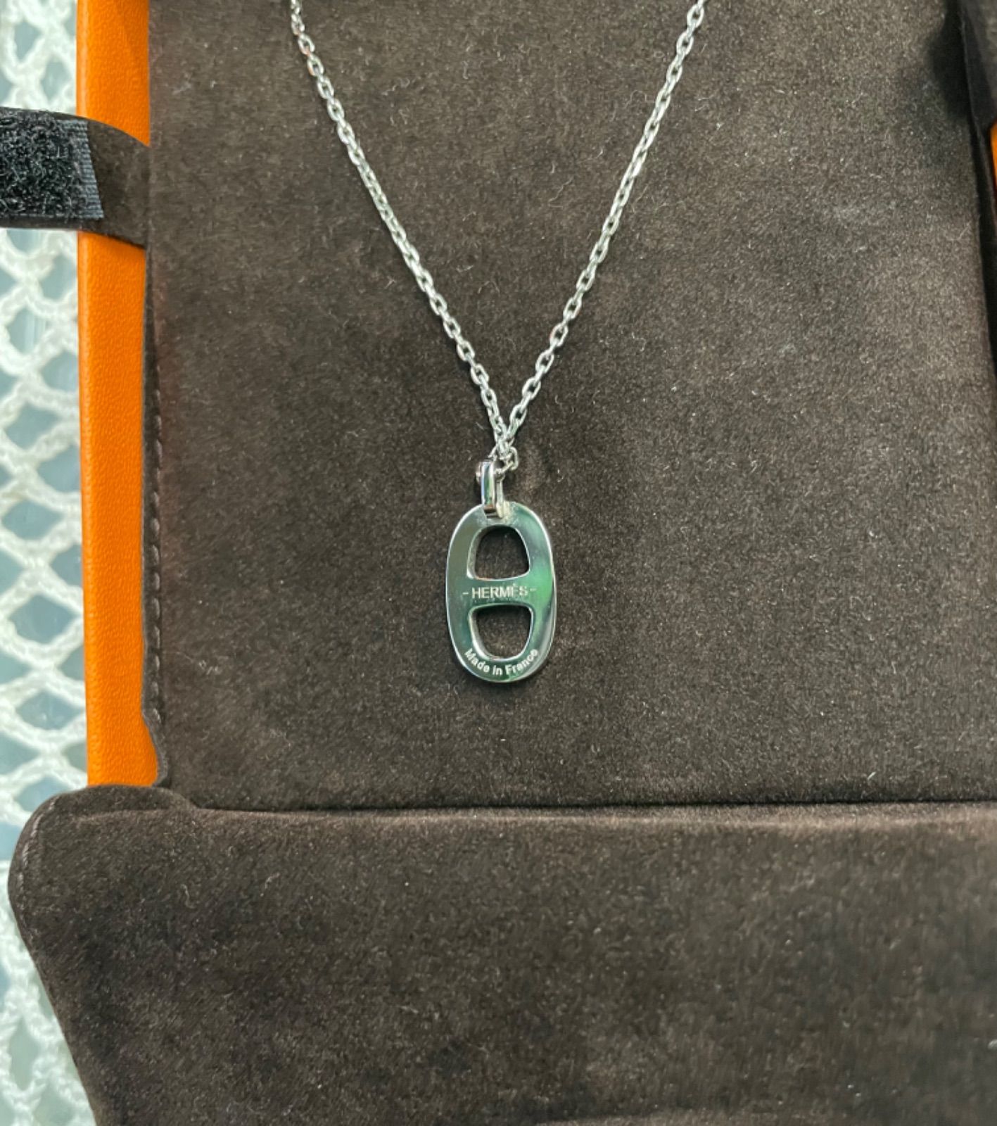 レア エルメスHERMES ソルド ネックレス イリアード オレンジ