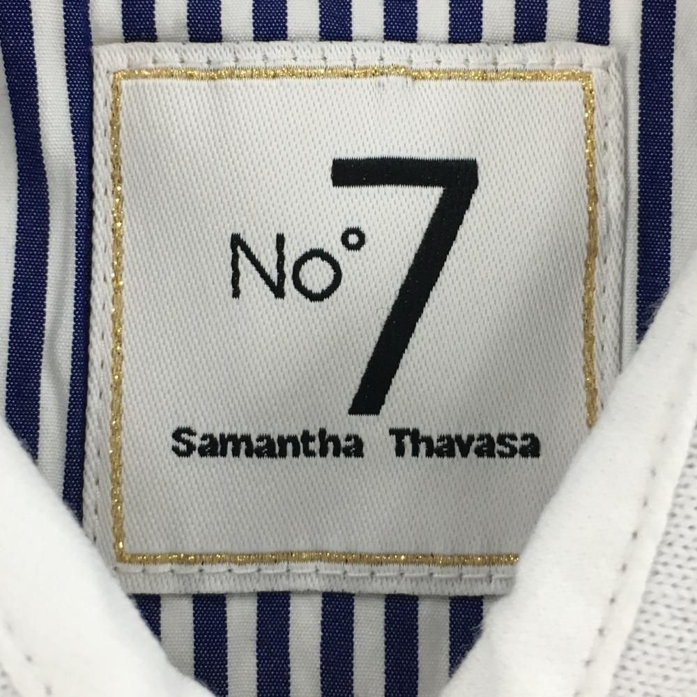 超美品】サマンサタバサ№7 半袖ポロシャツ 白×ネイビー ロゴ