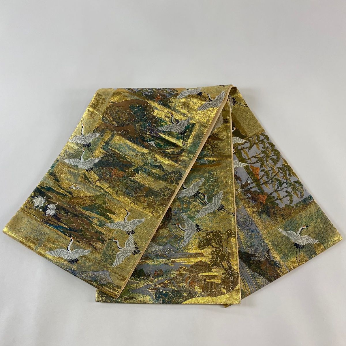 袋帯 正絹 金彩に箔 上品 お太鼓T-5077 袋帯 正絹 金彩に箔 上品 お太鼓T-5077 着物・浴衣