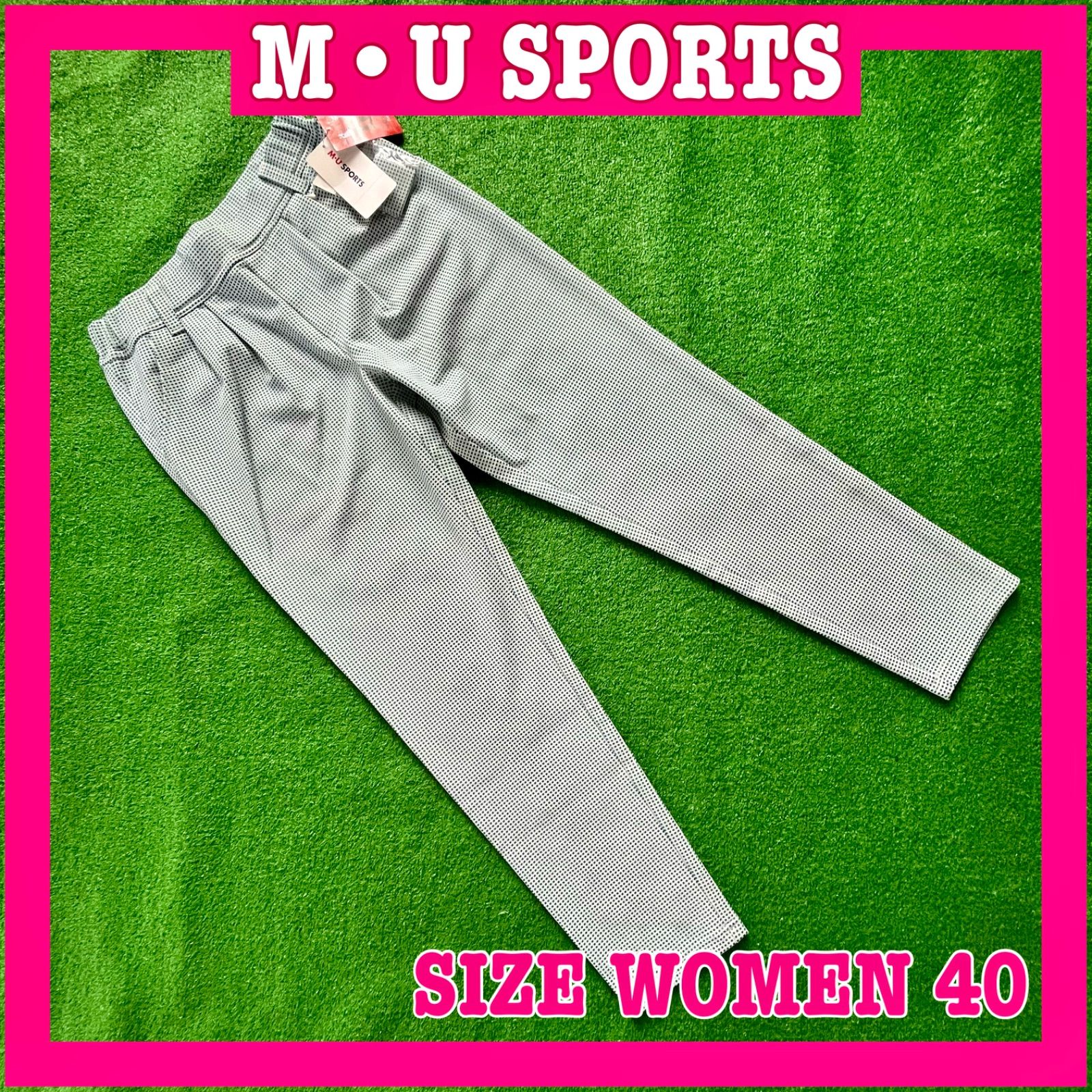 【新品】M•U SPORTS エムユースポーツ ドット総柄 ツータック入り ストレッチ ゴルフパンツ 40