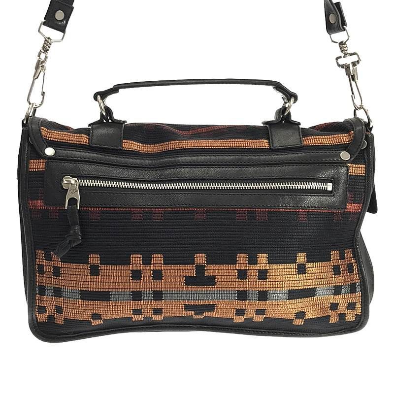 【美品】  Proenza Schouler / プロエンザスクーラー | 2way ショルダー付き 異素材 切替 レザー ハンドバッグ / チャーム付き | ブラック/マルチカラー | レディース 美品】 Proenza Schouler / プロエンザスクーラー | 2way ショルダー