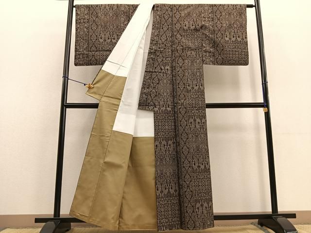 平和屋着物○本場大島紬 カタス9マルキ 石畳み文 正絹 逸品 未使用