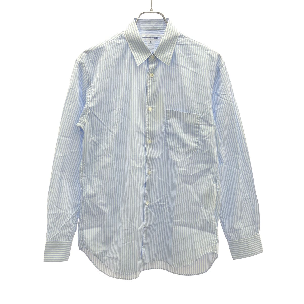 COMME des GARCONS SHIRT コムデギャルソンシャツ Yarn Dyed Cotton Stripe Poplin コットンストライプポプリンシャツ FZ-B125 ブルー XS