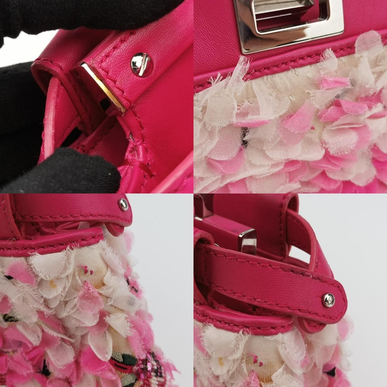 フェンディFendiピーカブー ミニピンク×マルチ