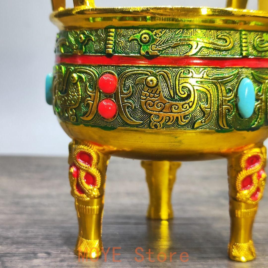 銅器 銅鼎 景泰藍三足鼎 香炉 挿し香炉 香道具 装飾品 工芸品