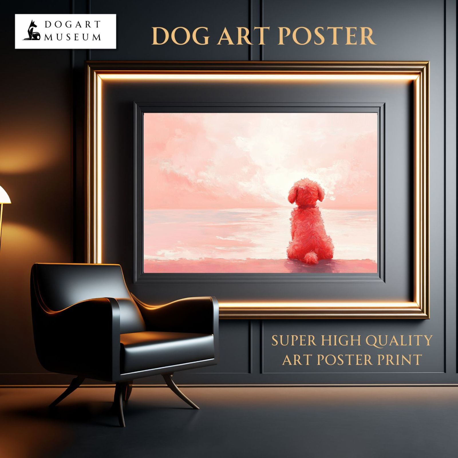 サマーバケーション - トイプードル犬 No.5 日の出 夕日 朝日 ビーチ サンセット 夏 海 うちの子記念日 ペットロス アートポスター 犬の絵 犬のイラスト