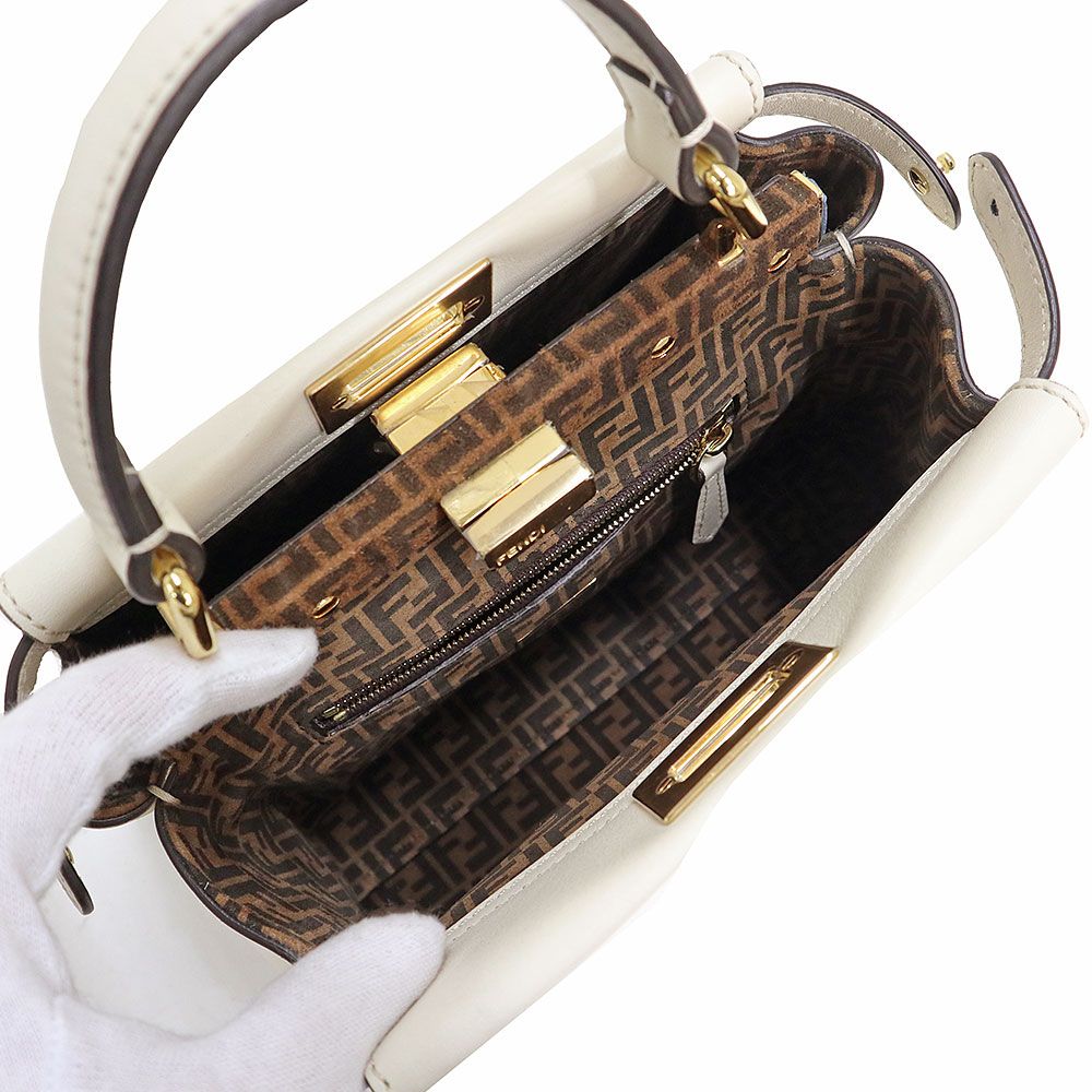 Fendi ミニ ピーカブー ベージュ レザー 2way ショルダーバッグ FENDI フェンディ ピーカブー ミニ 2way ハンドバッグ セレリア