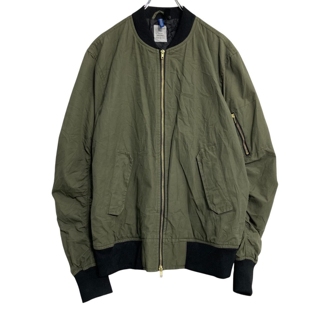 Hu0026M MA-1 ジャケット エイチアンドエム M モスグリーン ブルゾン フルジップ 古着卸 アメリカ仕入 a701-6178