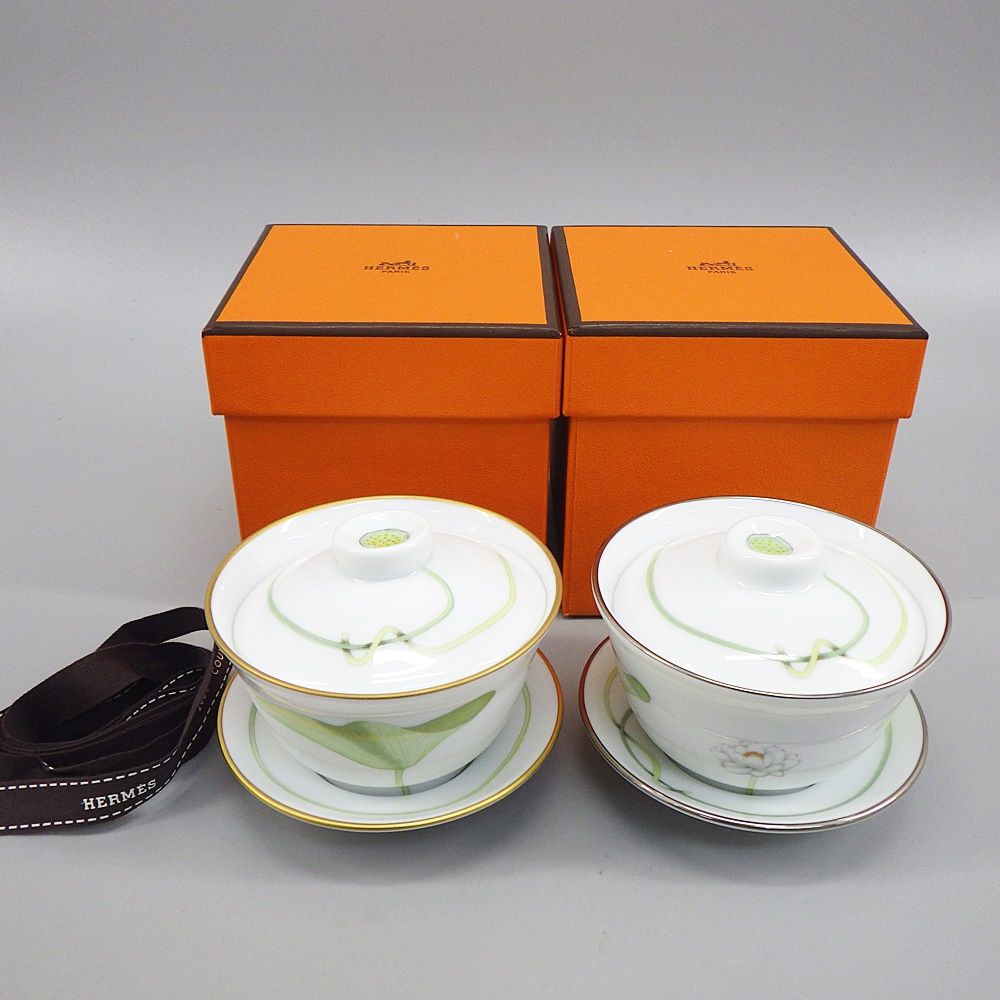 HERMES エルメス ナイル アジアンティーカップ＆ソーサー 蓋つき 湯呑 