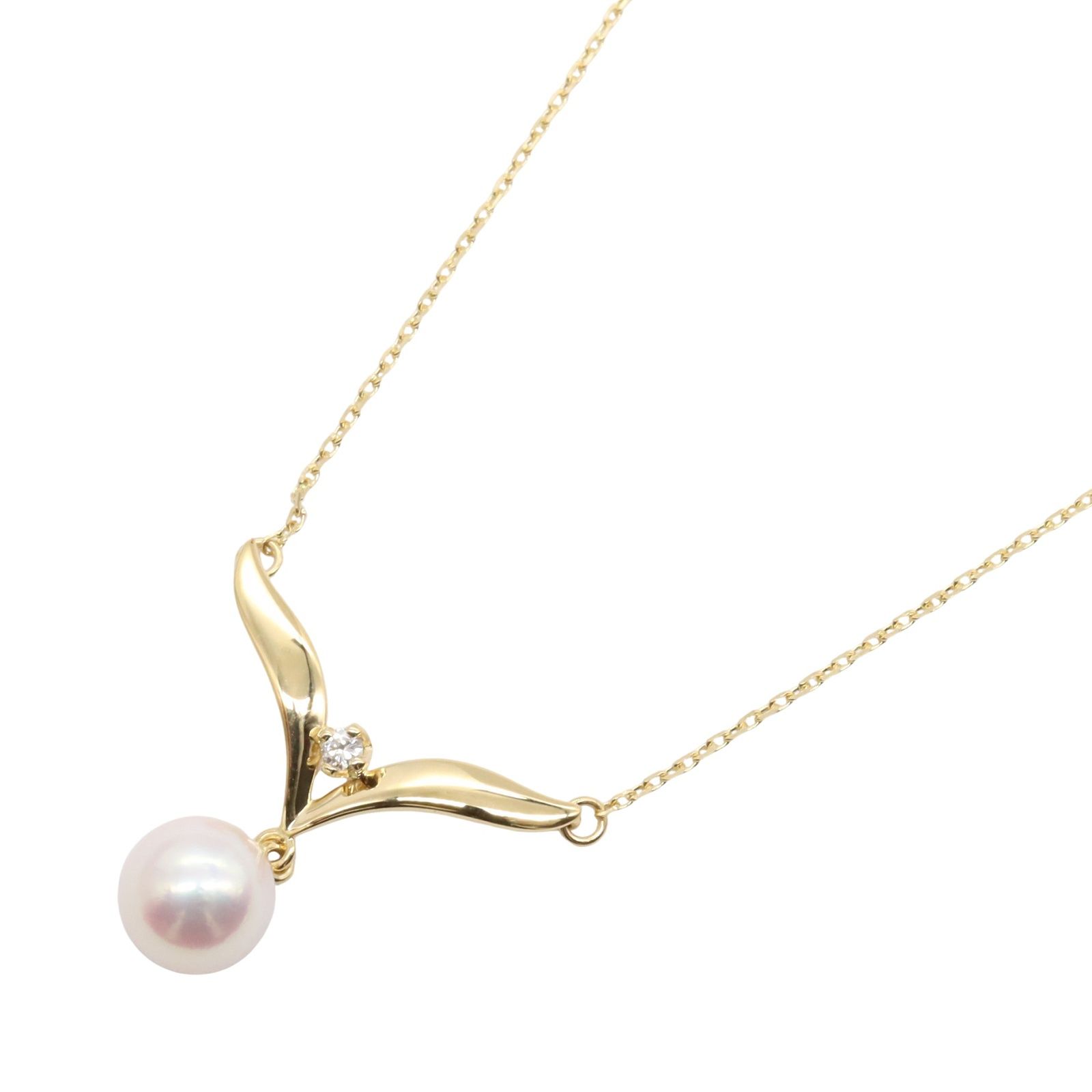 ミキモト MIKIMOTO ネックレス パール ダイヤ ネックレス 首回り