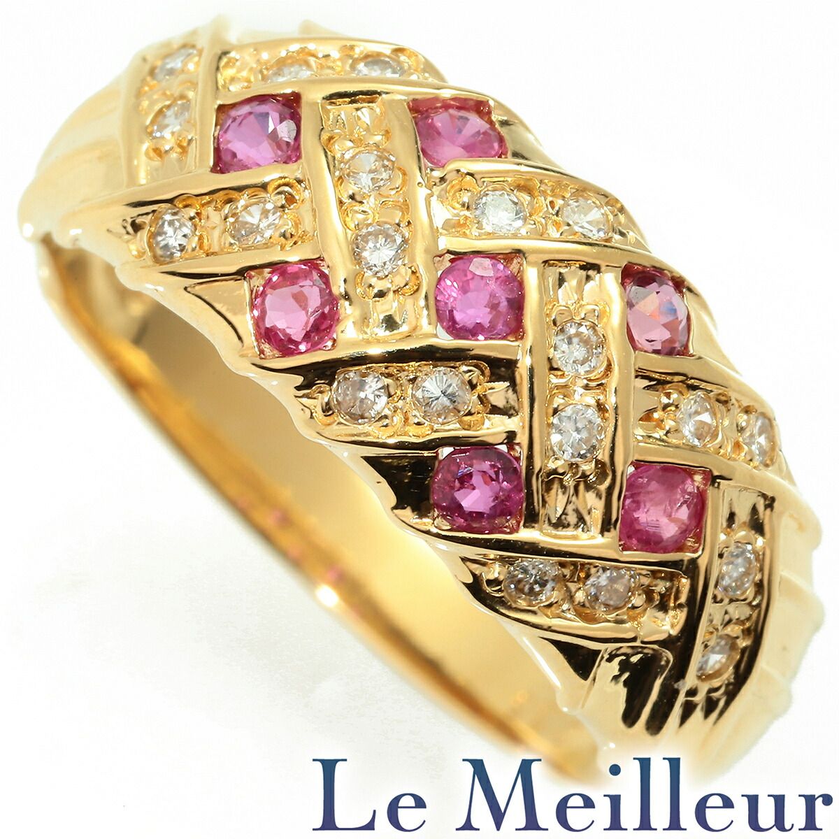 リング 指輪 ルビー 0.35ct ダイヤモンド K18 13号 中古 プレラブド  