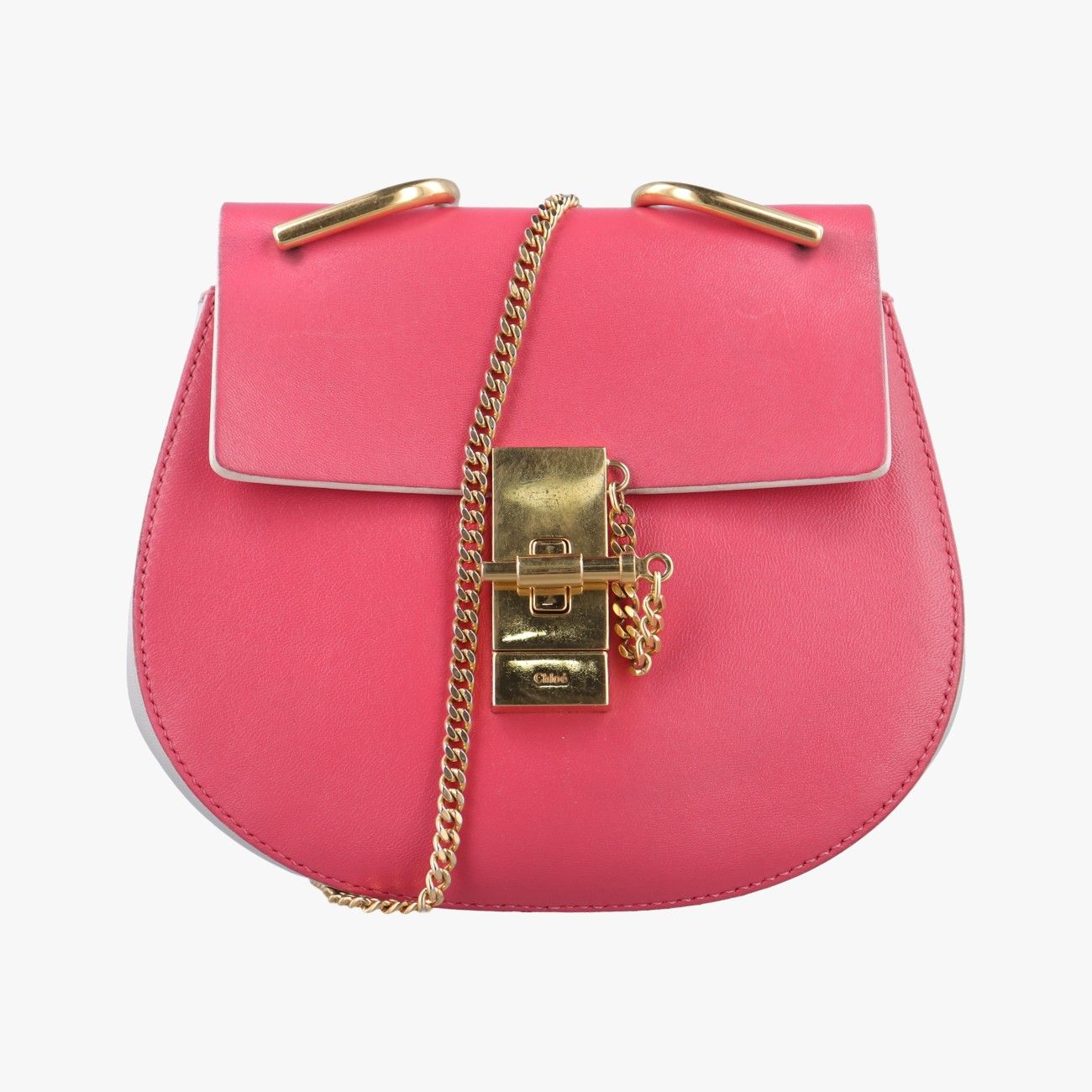 クロエChloeドリュー ピンク×ホワイト レザー 03 15 70 65 6