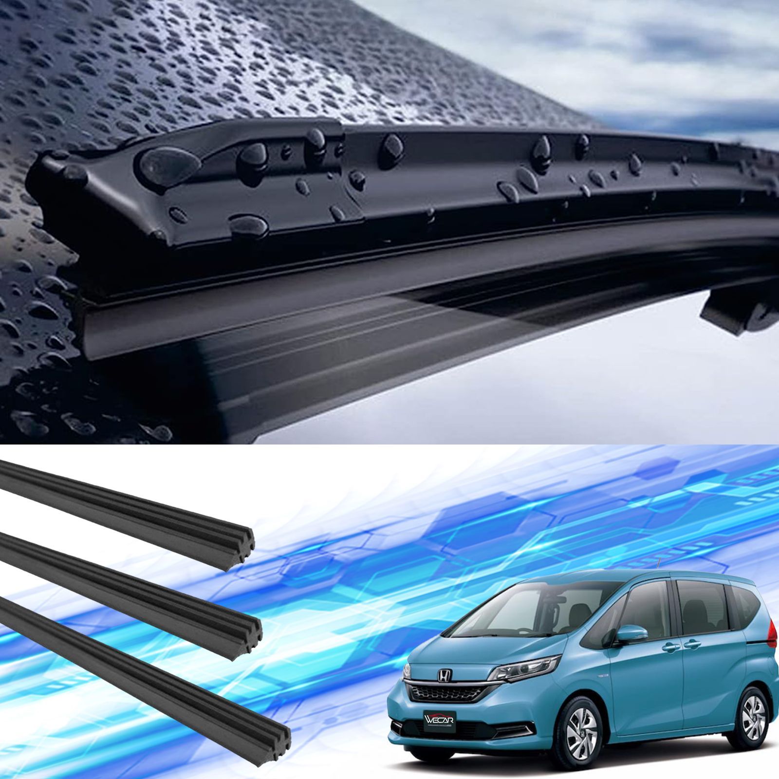 フリード フリード＋ ワイパー 替えゴム 適合サイズ 純正 運転席 助手席 リア 3本セット ホンダ 交換セット 高品質天然ゴム H28.9 GB5 GB6 GB7 GB8 WeCar