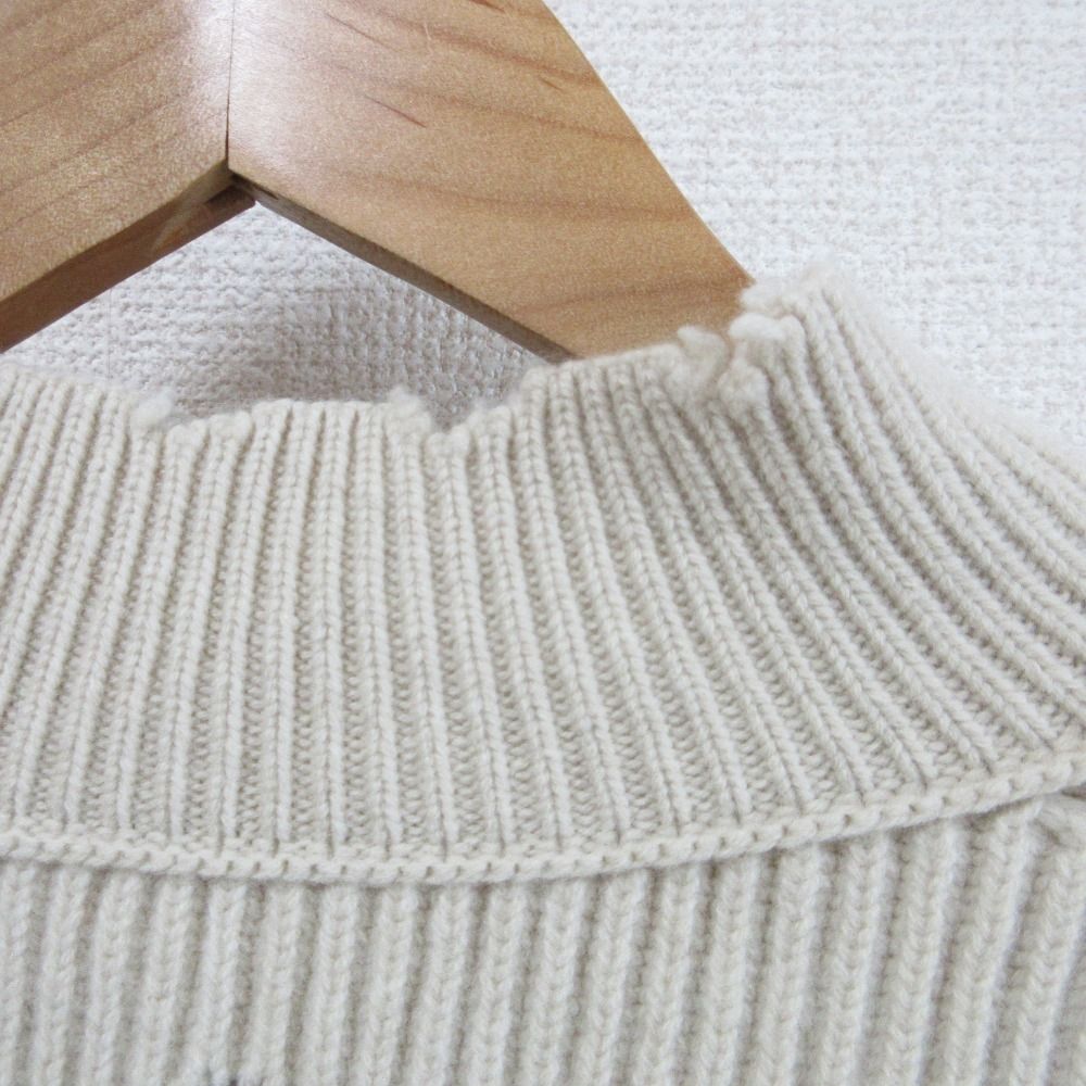 HELMUT LANG - 良品 HELMUT LANG ヘルムートラング DISTRES ウール100％ ダメージ加工 長袖 ニット セーター S ベージュ レディース 古着 中古 USED 良品 HELMUT LANG ヘルムートラング DISTRES ウール100