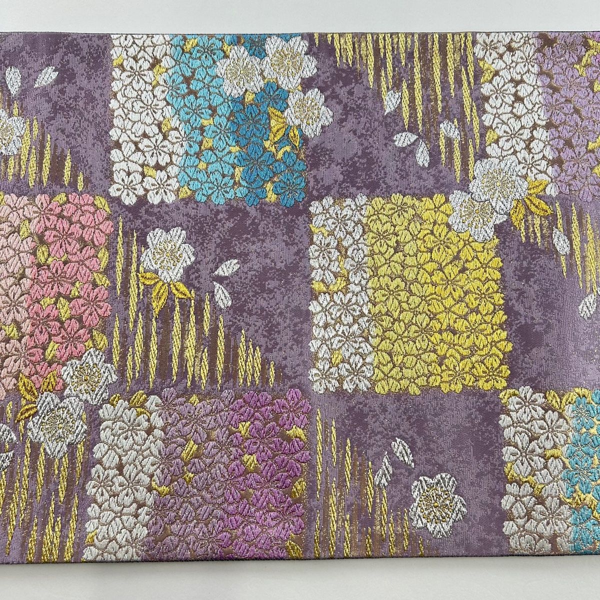袋帯 美品 秀品 やまと 桜 金銀糸 箔 紫 六通 正絹｜中古・古着