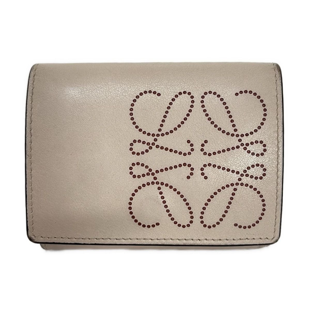 ロエベ　LOEWE ベージュ　アナグラム　レザー 三つ折り財布 ロゴ付き LOEWE(ロエベ) 3つ折り財布 - グレーベージュ アナグラム レザー