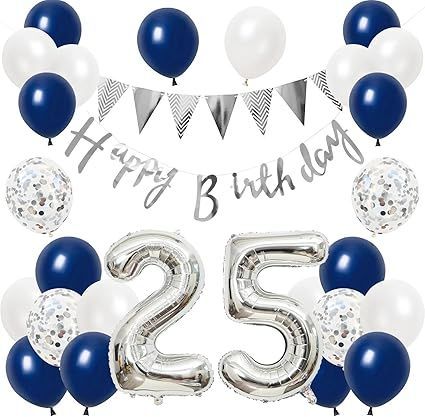 【在庫処分】誕生日 バルーン 風船セット 飾り付け 25歳 happy birthday ガーランド バースデー 飾り ハッピーバースデー 大きい数字 紙吹雪風船 パーティー プレゼント サプライズ 大人 男の子