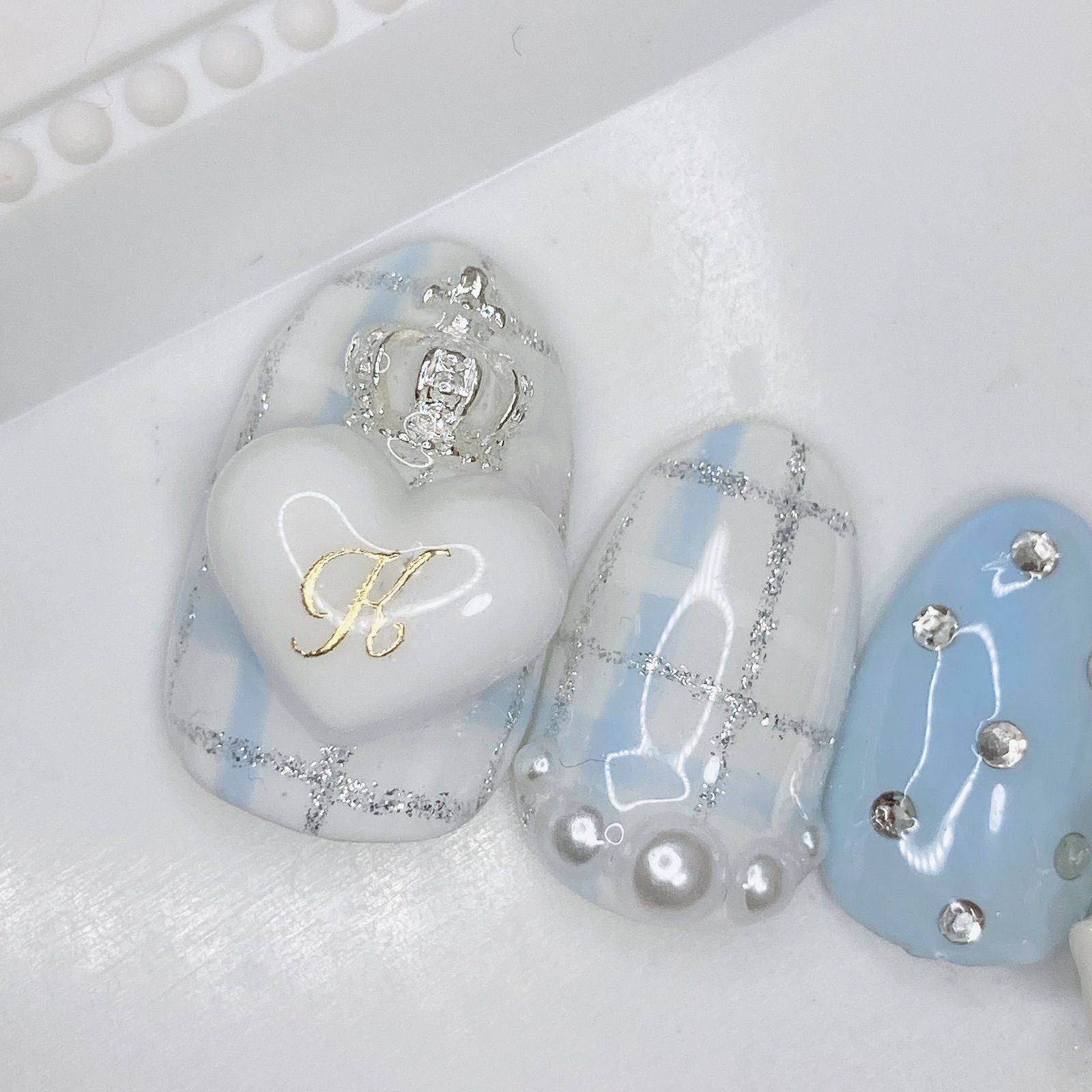 order】ネイルチップ 水色 推し チェック - メルカリ