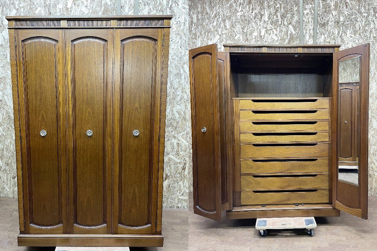 DREXEL HERITAGE ドレクセルヘリテイジ TRIUNE トライユン ワードローブ クローゼット 木製収納家具 洋服 着物箪笥 定価90万円 C 貝437