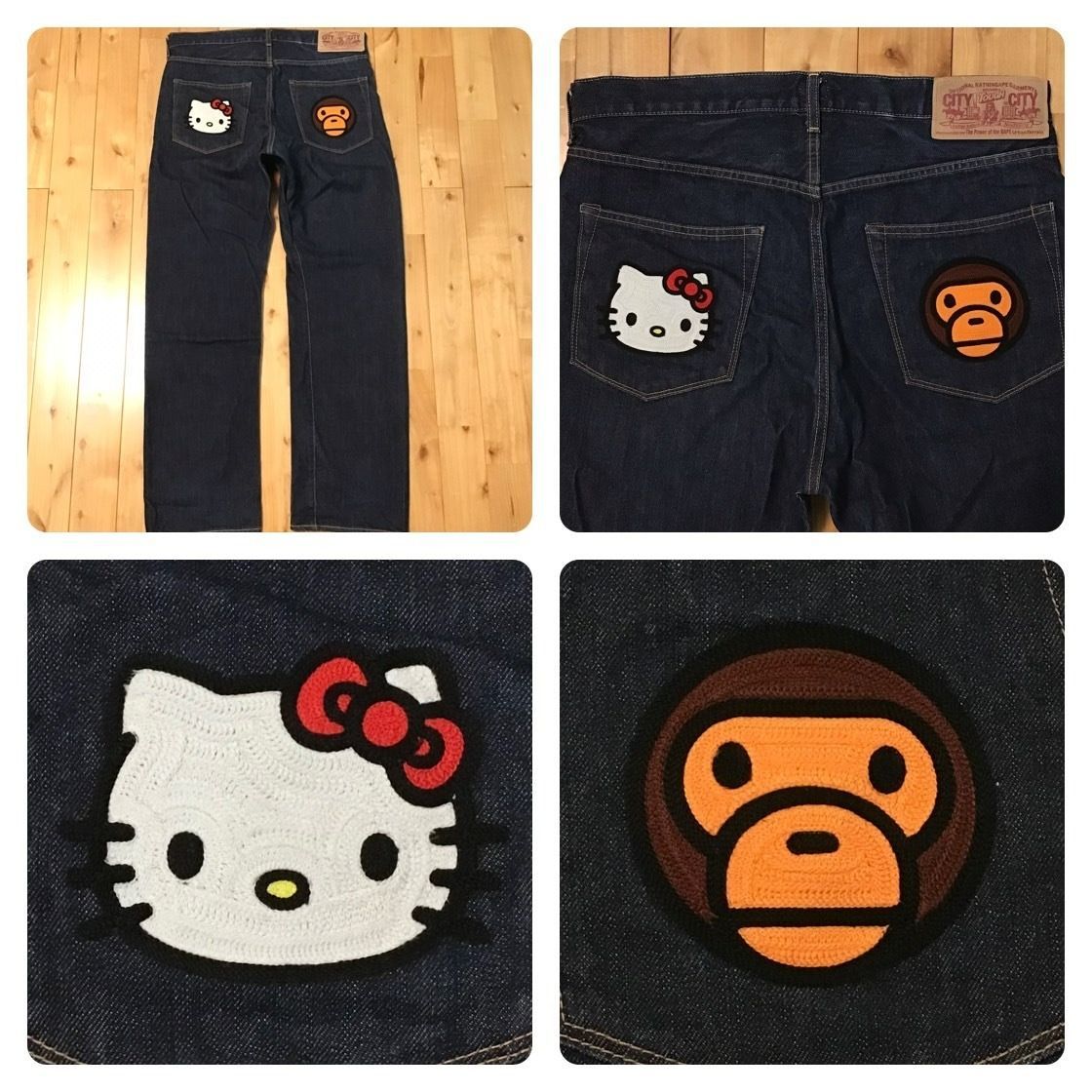 BAPE × サンリオ キティ マイロ デニム パンツ Lサイズ a