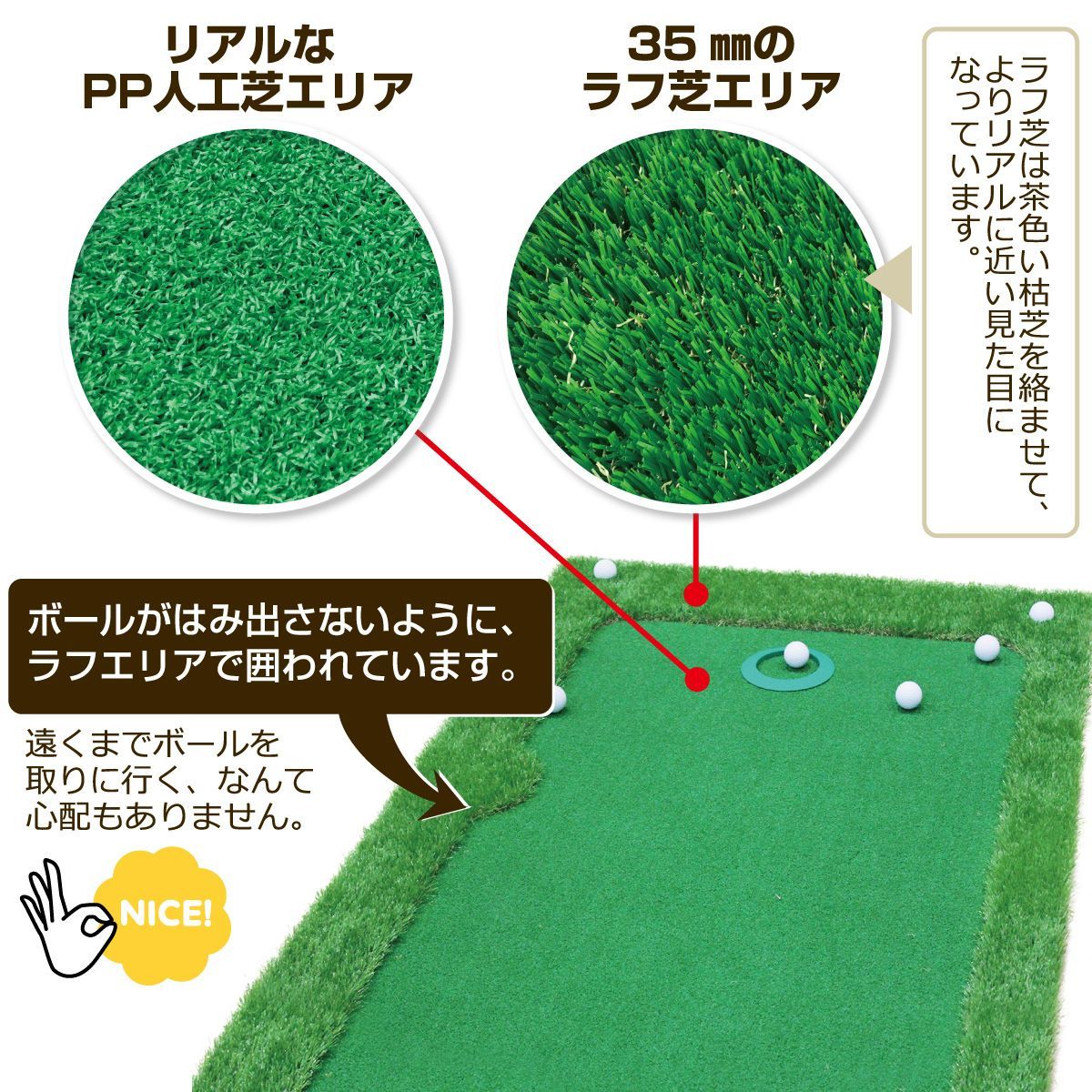 GolfStyle パターマット 3m ゴルフ パター 練習 マット ゴルフマット