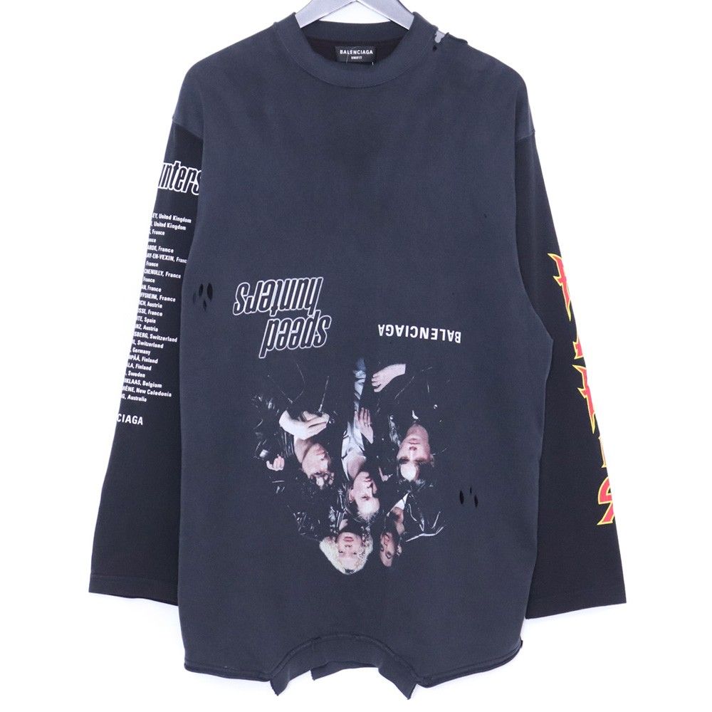 BALENCIAGA スピードハンターアップサイドダウンプリント L|S Tシャツ Lサイズ ブラック 698155 TMVC9