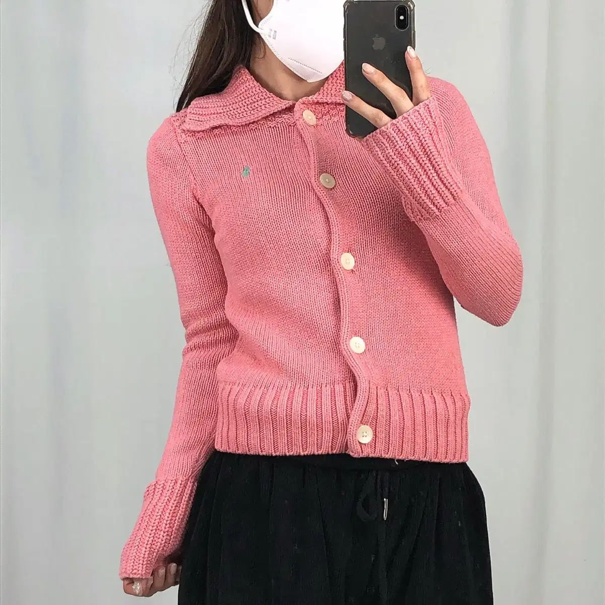 ポロ ピンク ニット カーディガン 80 250424