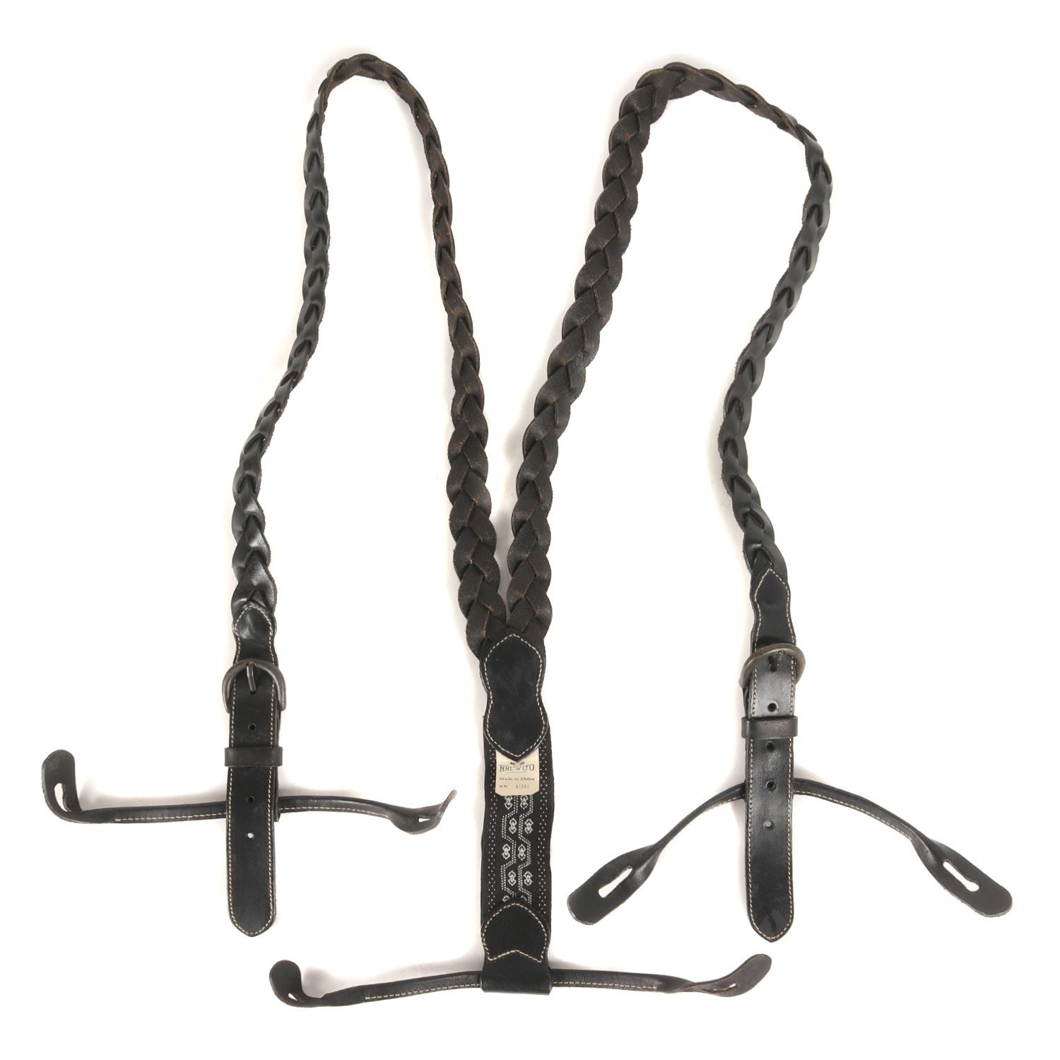 美品 RRL ダブルアールエル メッシュレザー サスペンダー ブラック 黒