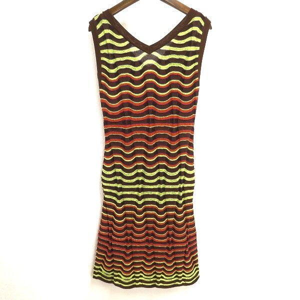 MISSONI ミッソーニ レディース ニット ノースリーブ 新品 個性的 レア s エム M ミッソーニ MISSONI ニット ワンピース 40 マルチ