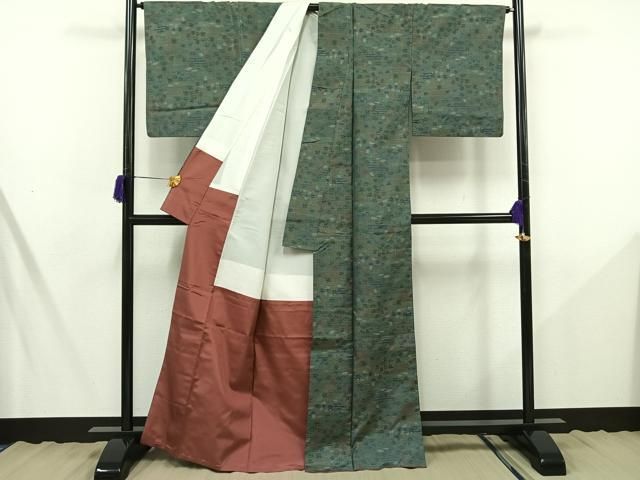 平和屋着物＃本場大島紬 道中着 7マルキ 枝花文 ロング丈 正絹 逸品