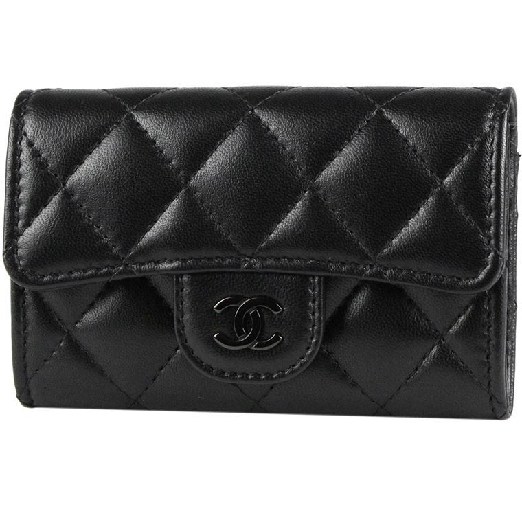 CHANEL|シャネル クラシック フラップ マトラッセ カードケース|名刺入れ ラムスキン ソーブラック×ブラック金具 AP0214 ランダム番