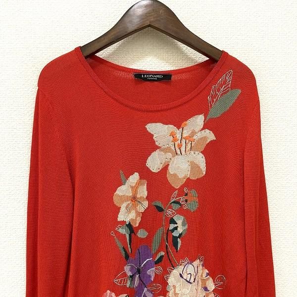 anc レオナール LEONARD ニット・セーター 40 赤系 ピンク 紫