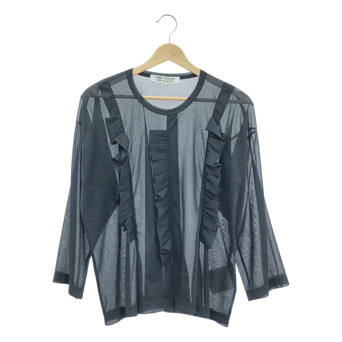 COMME des GARCONS COMME des GARCONS / コムコム | 2019AW | シアー フリル カットソー | M | ブラック | レディース COMME des GARCONS COMME des GARCONS / コムコム | 2019AW | シアー
