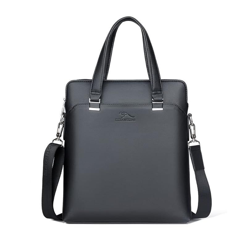 [Ｗｈａｔｎａ] 革 ショルダーバッグ メンズ 2way 斜め掛け 手提げ ビジネス セカンドバッグ レザーA4 Ipad 13.3Air収納可 縦型 カジュアル フォーマル 通学 通勤 肩掛け 自転車かばん (ブラック) 在庫セール】[Whatna] 革 ショルダーバッグ メンズ 2way 斜め