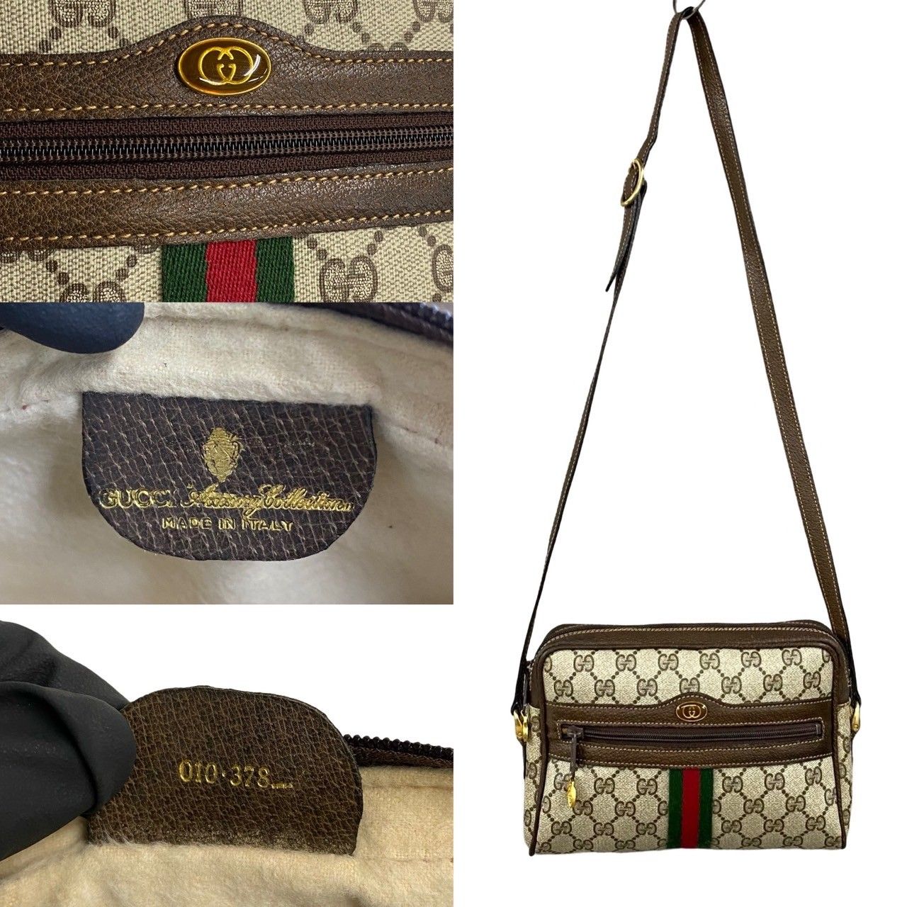 ほぼ未使用 GUCCI グッチ オールドグッチ シェリーライン GG ロゴ金具 レザー ミニ ショルダーバッグ ポシェット ブラウン 34680 -  メルカリ