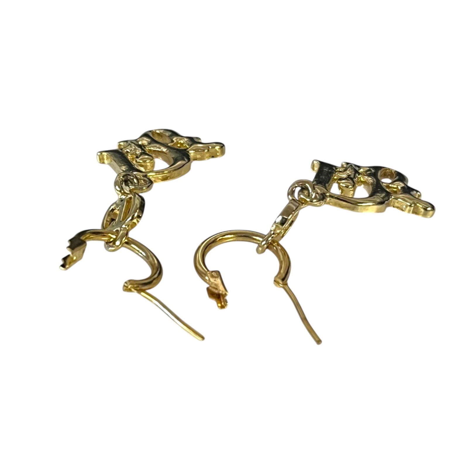 管32447】Christian Dior ディオール ロゴ ピアス ゴールド CDチャーム