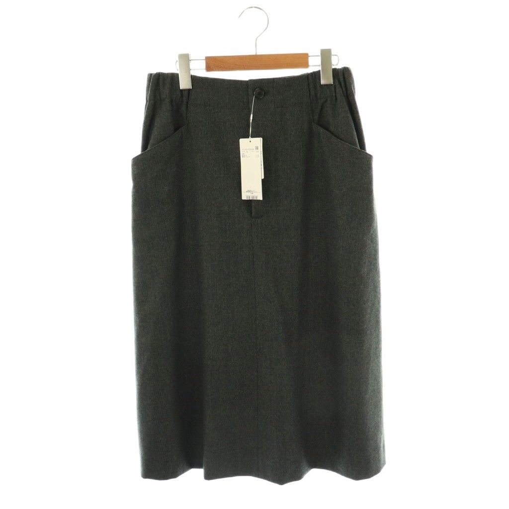マーガレットハウエル MARGARET HOWELL 23AW FLANNEL WOOL スカート グレンチェック 台形 2 チャコールグレー ブラウン |ES OS