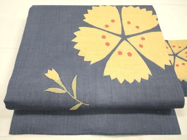 紬 飛び柄(地空き柄) 老舗トールサイズ越後屋謹製 平和屋着物○本場大島紬 一元7マルキ 地空 花丸文 黒地 正絹 逸品