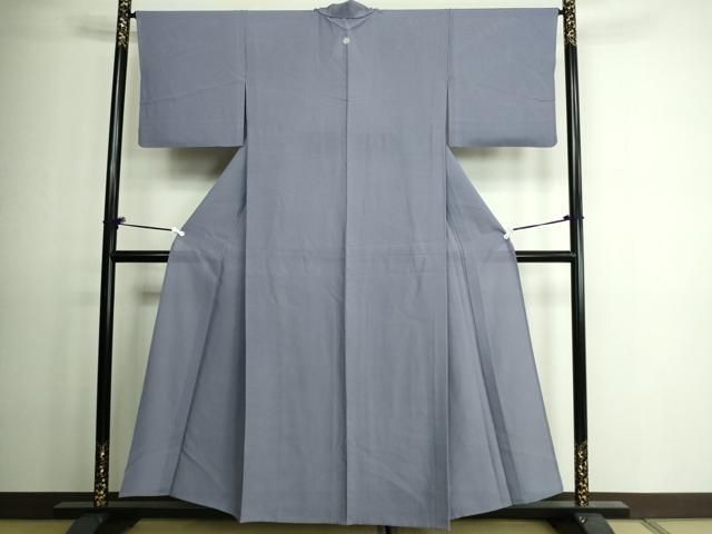 平和屋着物▽上質な色無地 単衣 牡丹鼠色 伊勢丹扱い 正絹