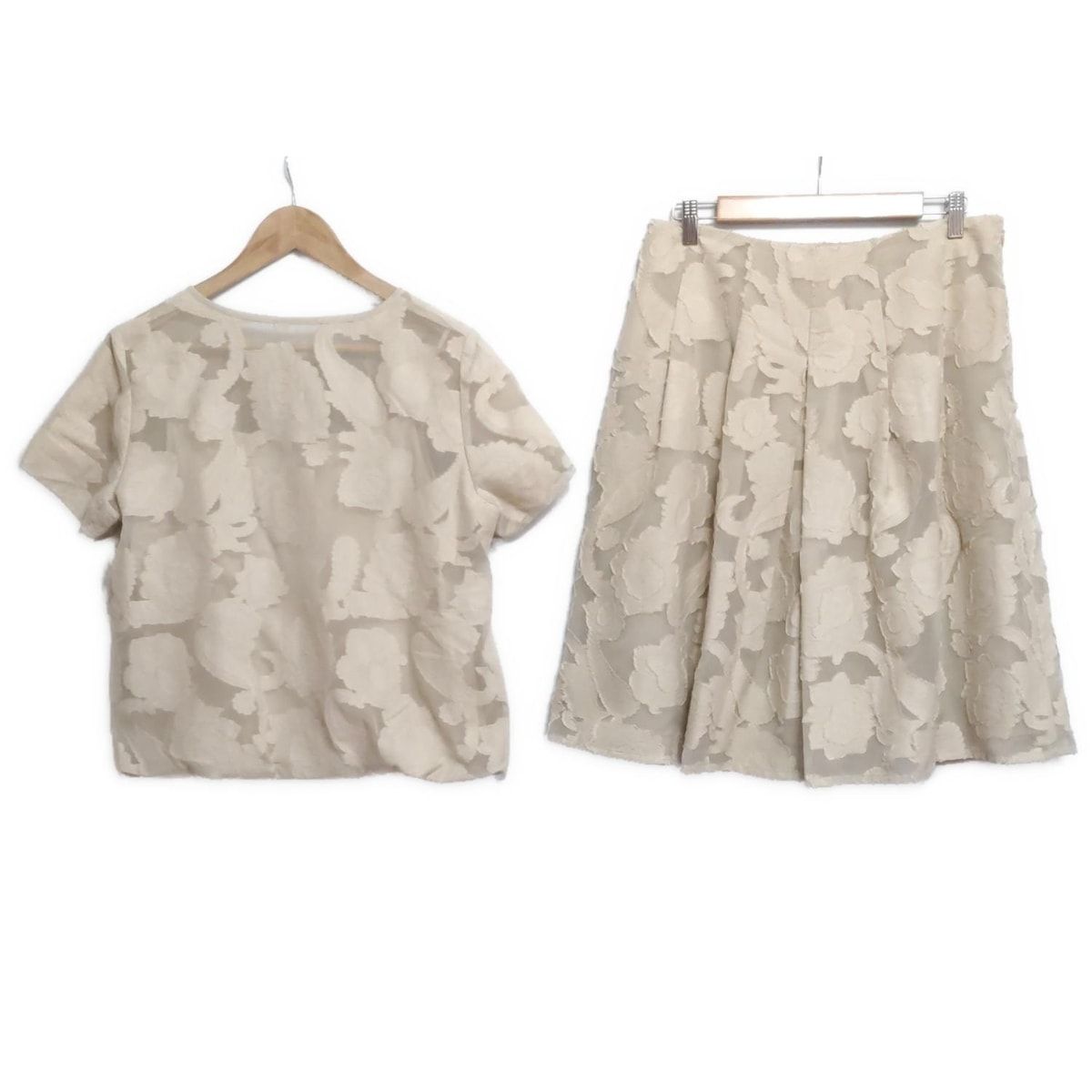 Scapa スキャパ スカートセットアップ レディース - ベージュ 花柄|ペイズリー柄|シースルー