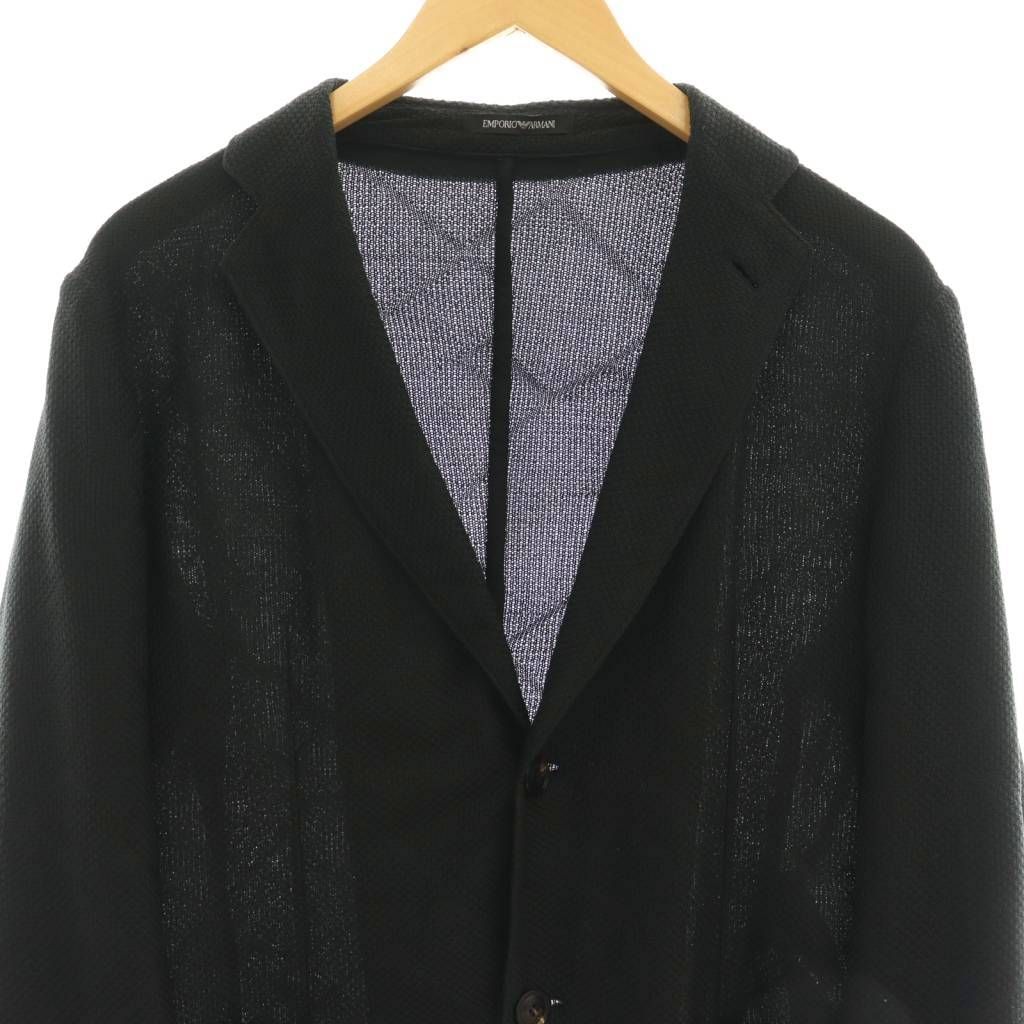 エンポリオアルマーニ　テーラード　ジャケット　ブレザー　48 黒　濃紺 エンポリオアルマーニ EMPORIO ARMANI メッシュ ジャケット
