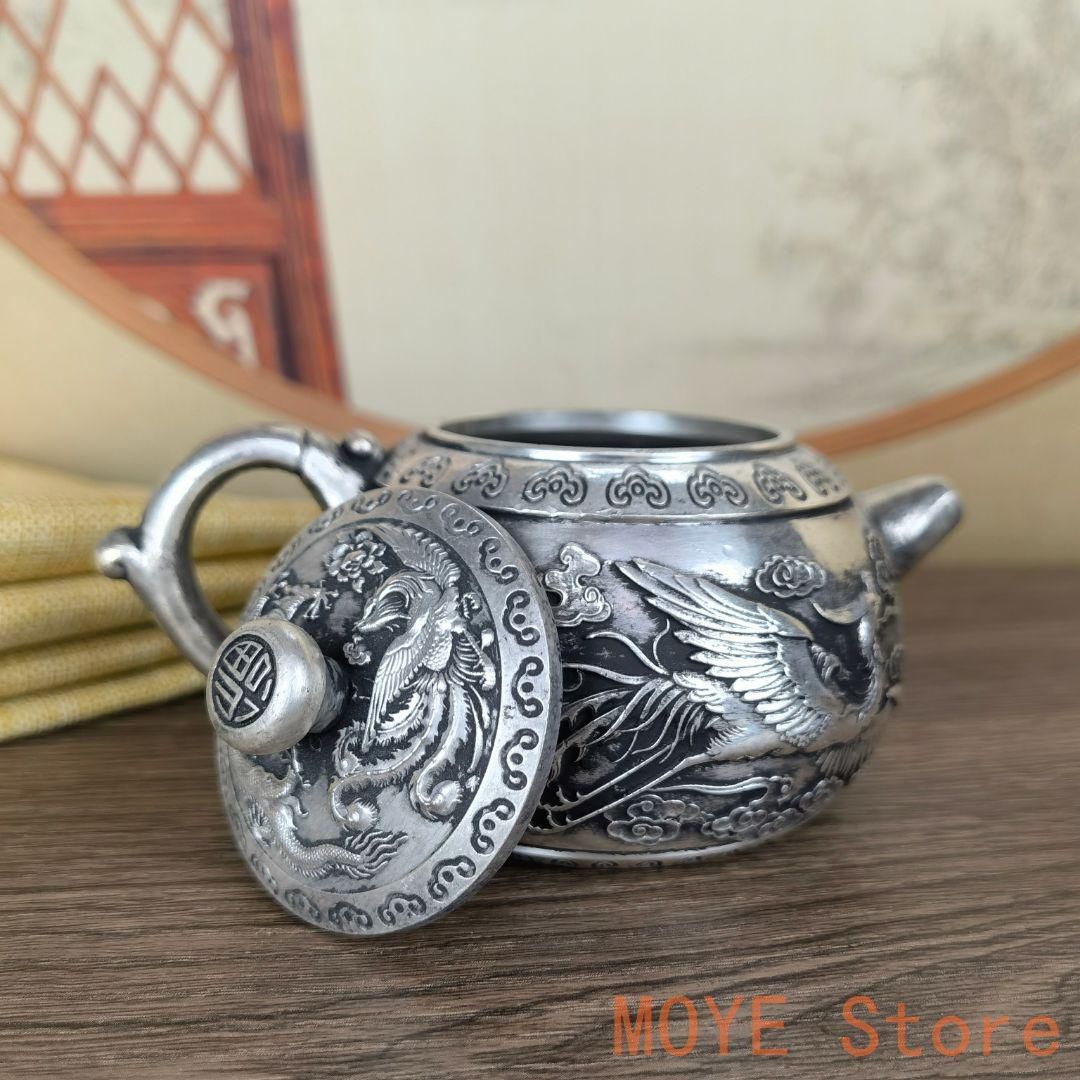 銅器 茶壺龍鳳呈祥茶壺 茶道具 煎茶器装飾品 工芸品 置物zw0829