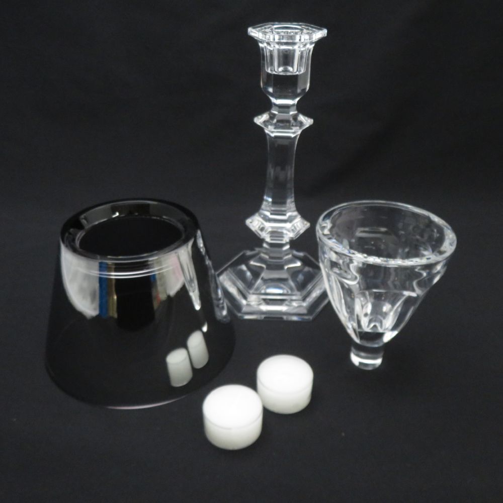 未使用バカラ　クリスタルガラス 六角形キャンドルホルダー2脚 新品・未使用品>バカラ製 クリスタルキャンドルホルダー 六角形
