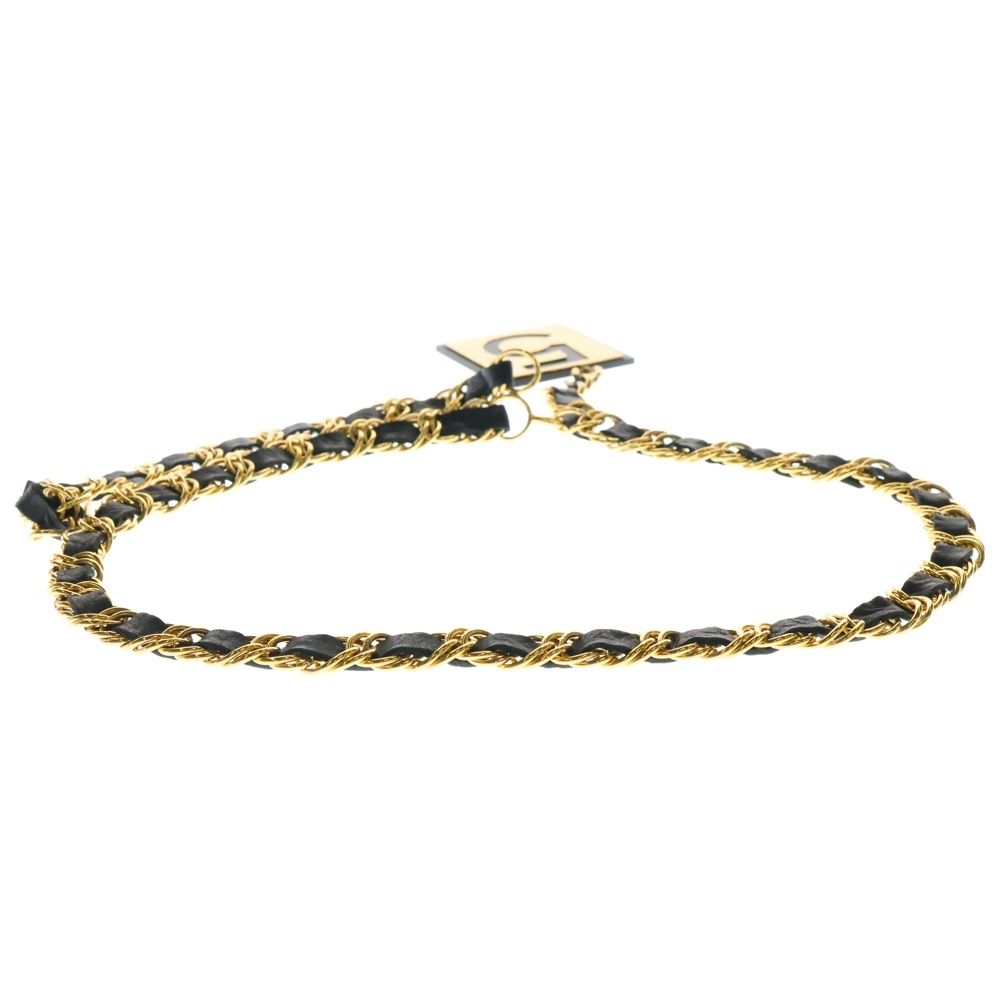 CHANEL (シャネル) No5 チェーンベルト ブラック×ゴールド GP×革