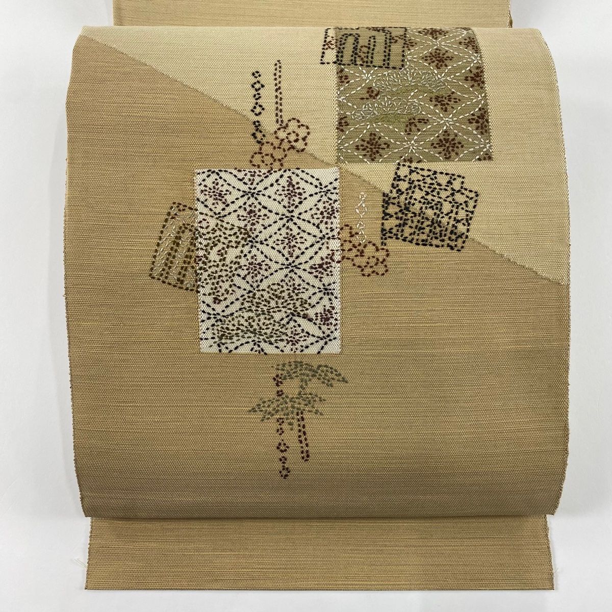 名古屋帯 美品 名品 松葉仕立て 八寸名古屋帯 紬地 源氏香