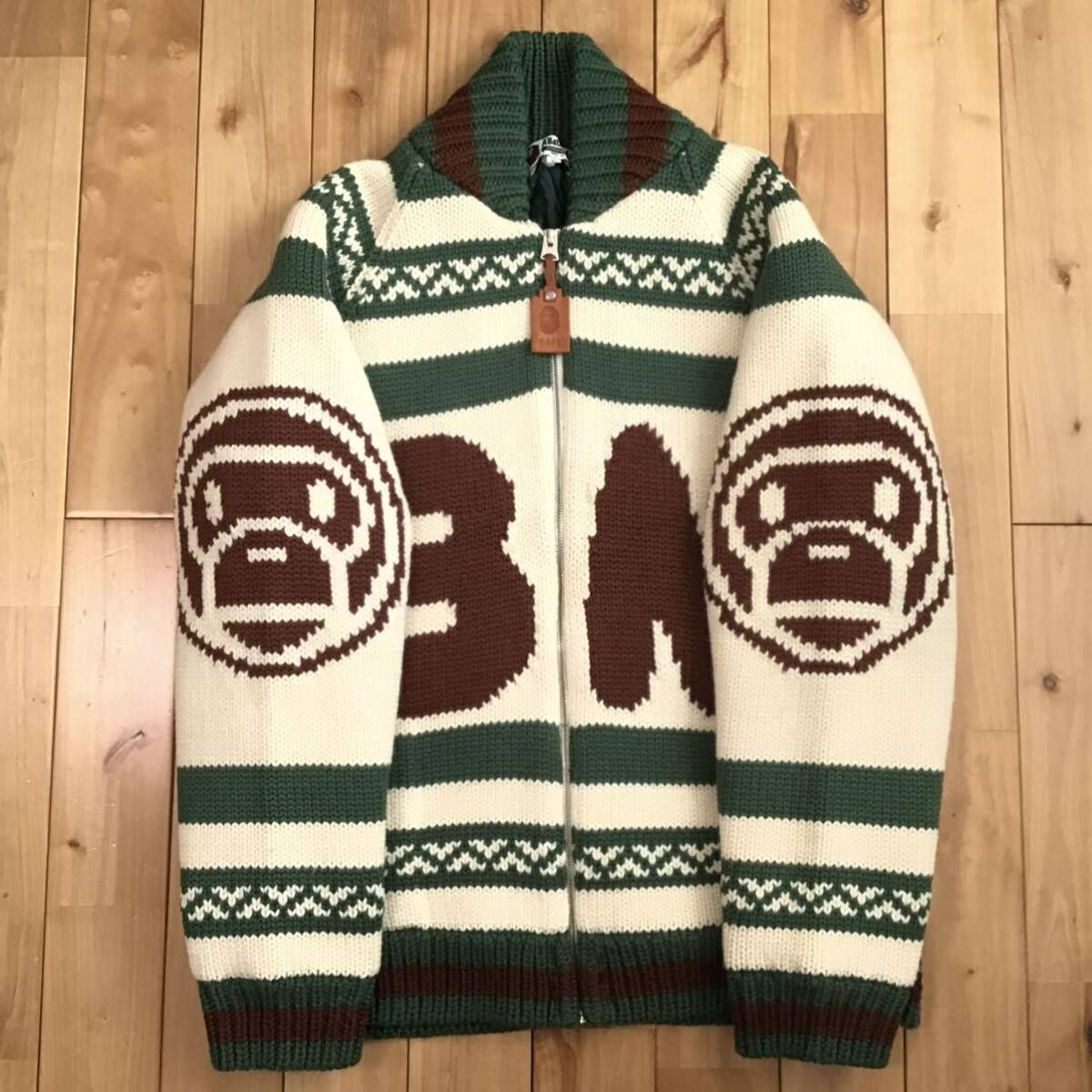 BABY MILO カウチン ニット ジャケット Lサイズ a bathing ape BAPE cowichan knit jacket エイプ  ベイプ アベイシングエイプ マイロ - メルカリ